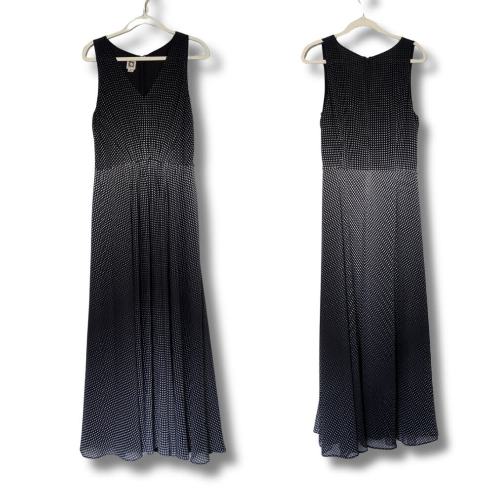 Anne Klein Midi Dress Womens SIze‎ 10 Retro Polka Dots Lined Ombre Sleeveless